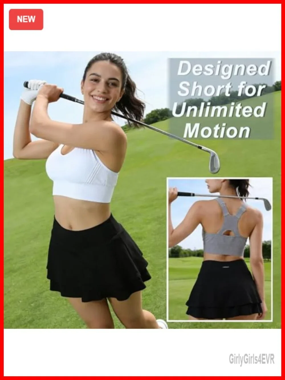High Waisted Tennis Skort with Built-In Shorts, 2 Pockets, Athletic Golf Skirt
